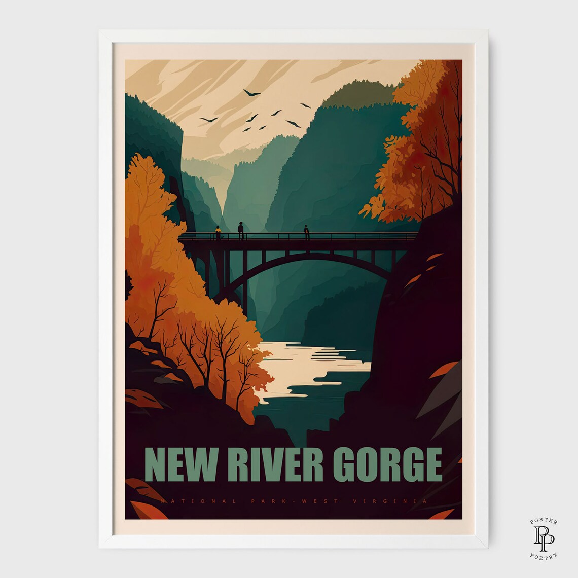 New River Gorge National Park Mountain Travel Poster - Image 2