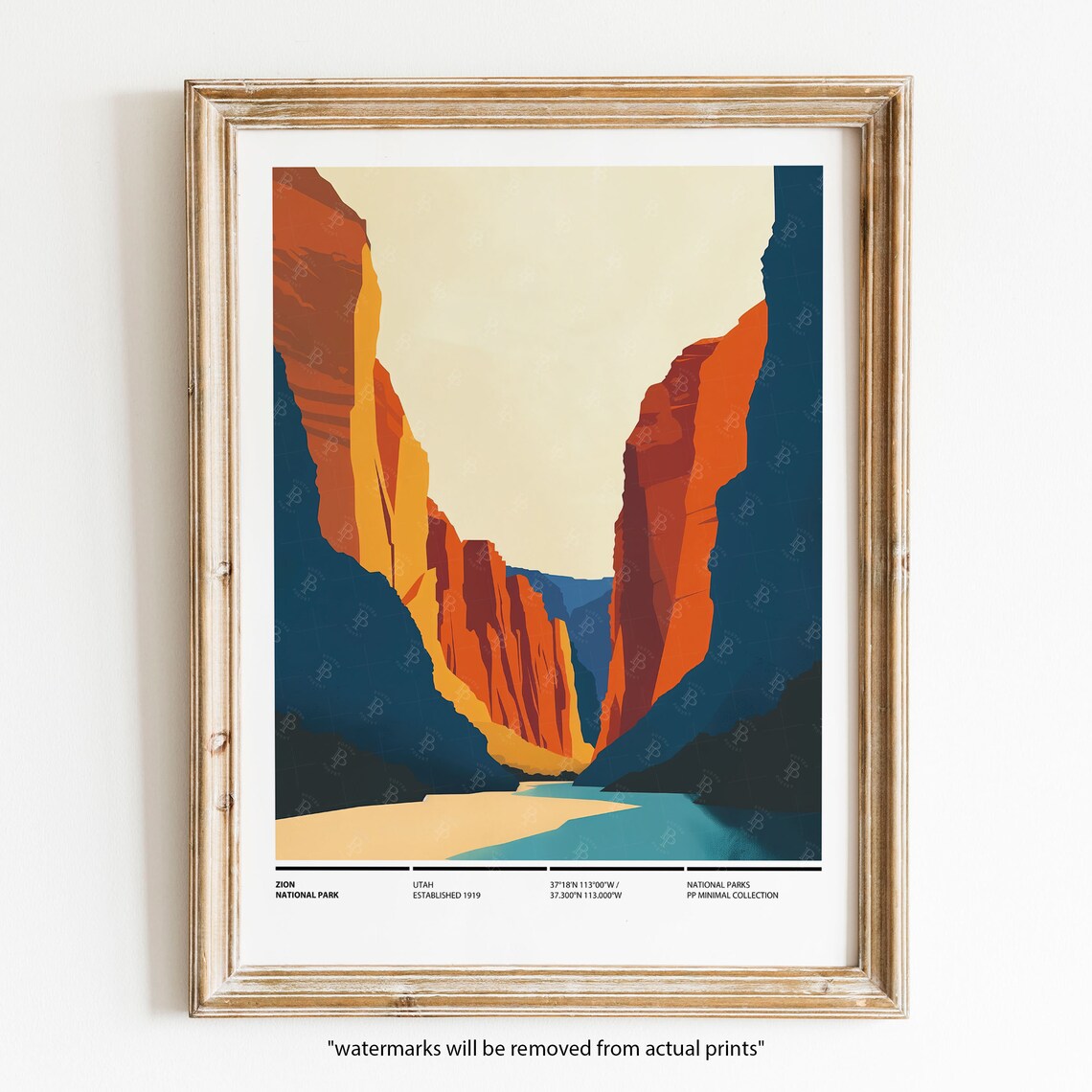 Zion National Park Utah Minimalist Red Rock Canyon Wall Art Print - Image 3