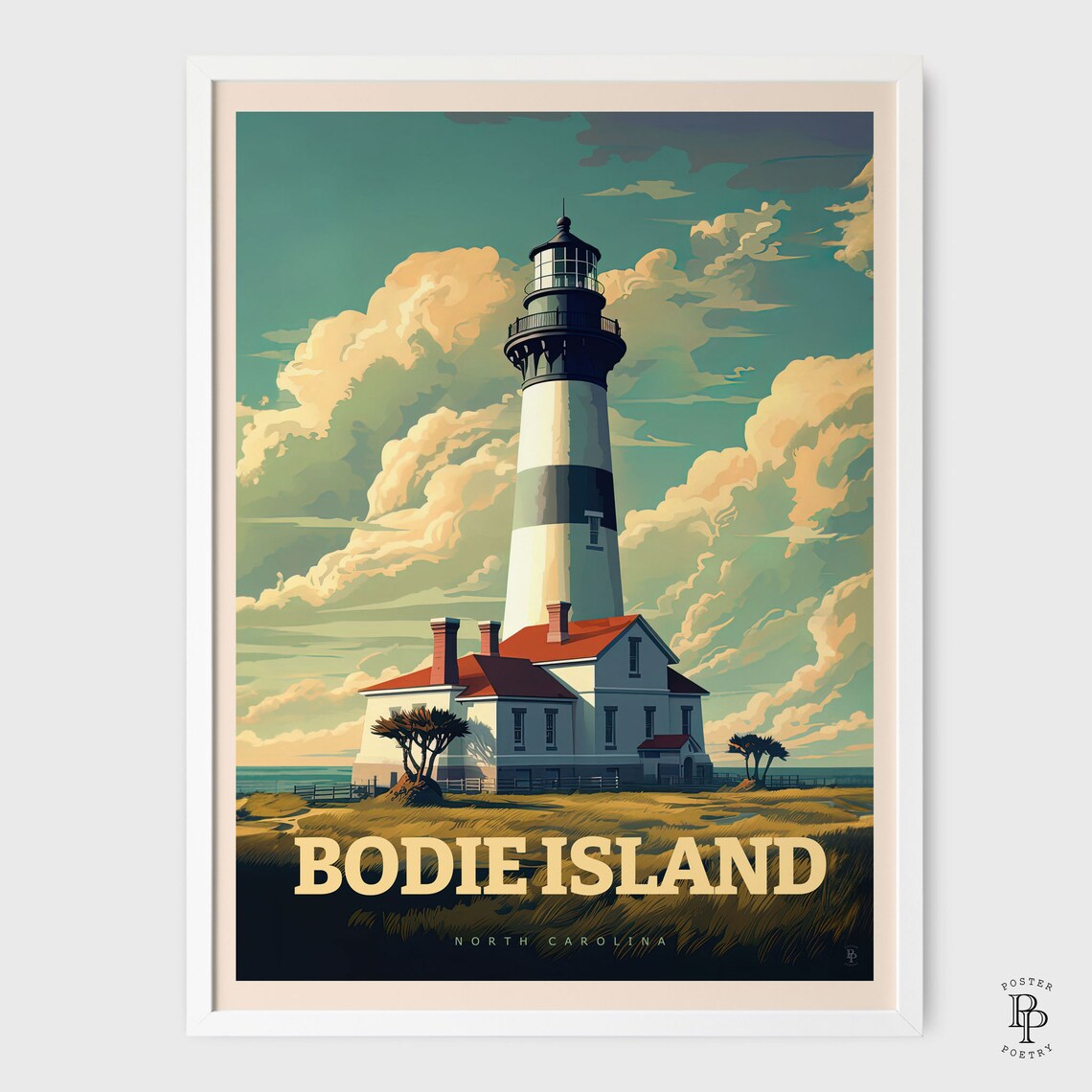 Bodie Island North Carolina Travel Poster, Trendy - Image 2