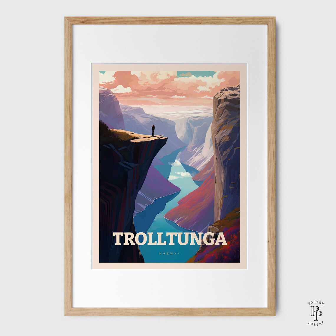 Trolltunga Norway Traditional Travel Poster Print - Image 4