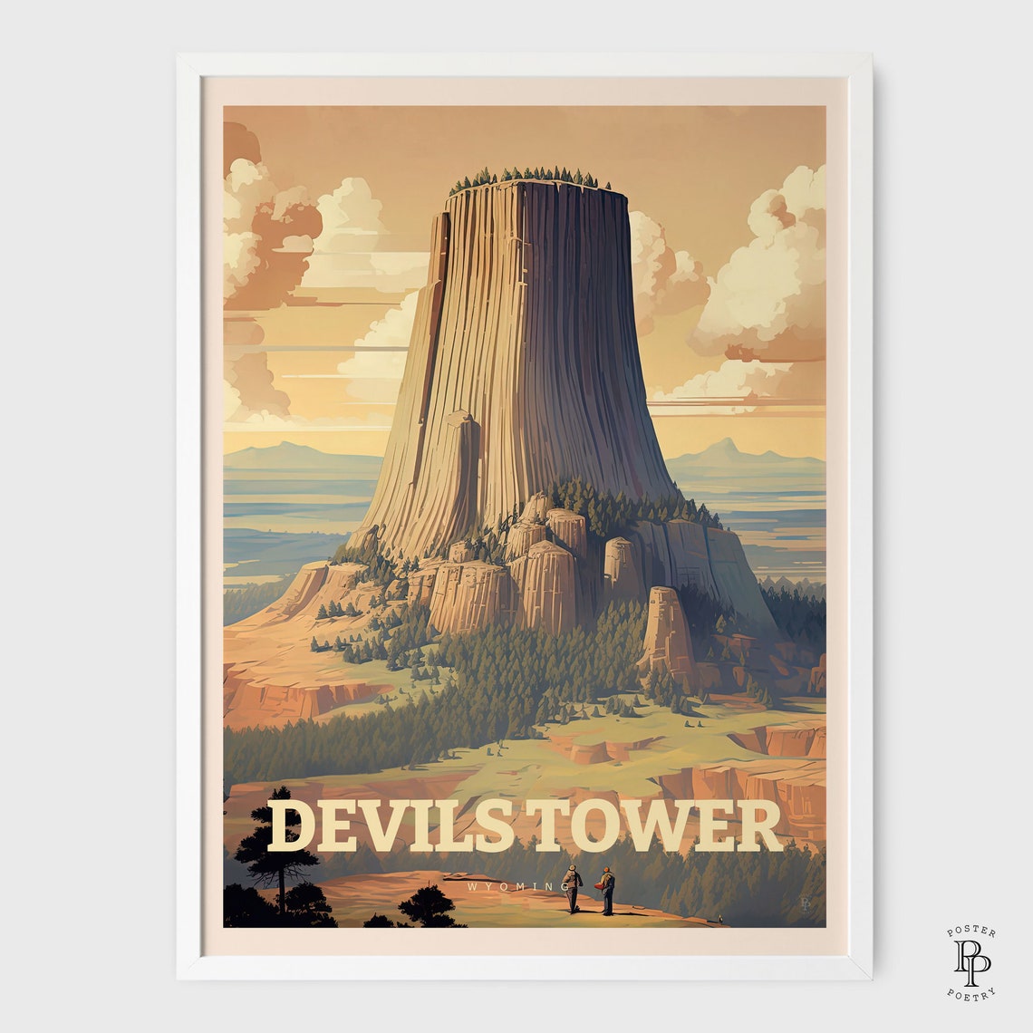 Devils Tower Wyoming Columnar Rock Formation Climbers Travel Poster - Image 2