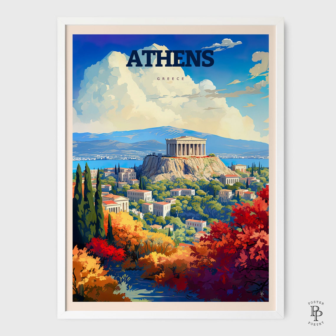 Athens Greece Acropolis Parthenon Hill City View Travel Poster - Image 2