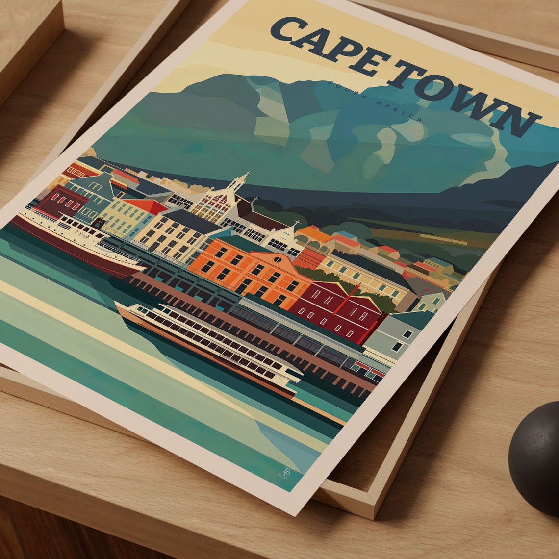 Cape Town South Africa Waterfront Harbor Table Mountain View Poster - Image 3