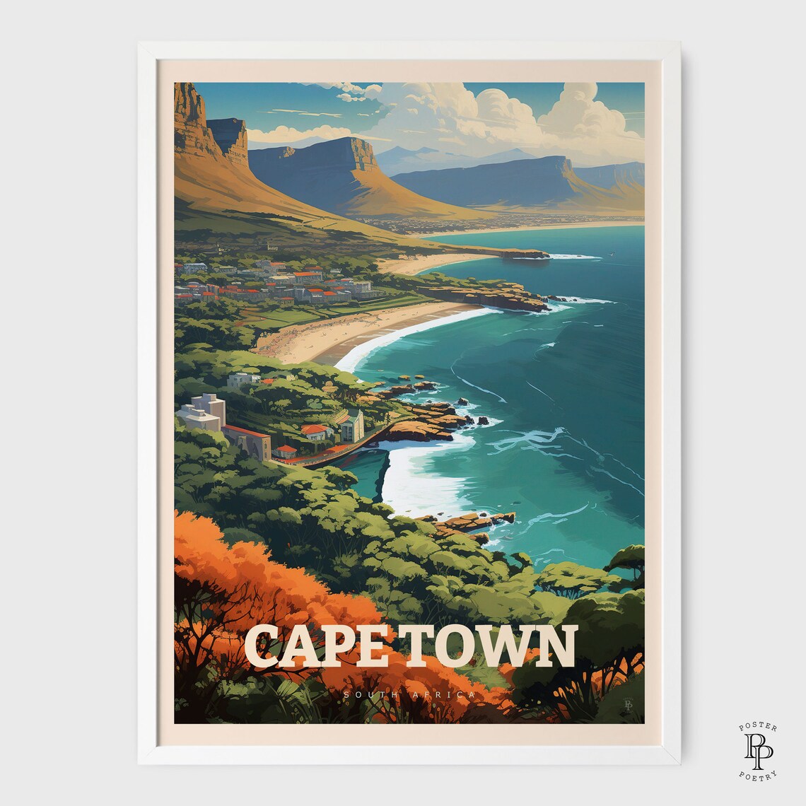 Cape Town Travel Poster, South Africa Housewarming - Image 2