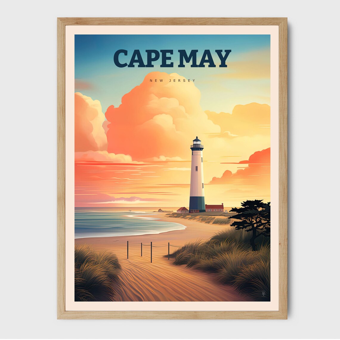 Cape May New Jersey Travel Poster, Living Room Decor