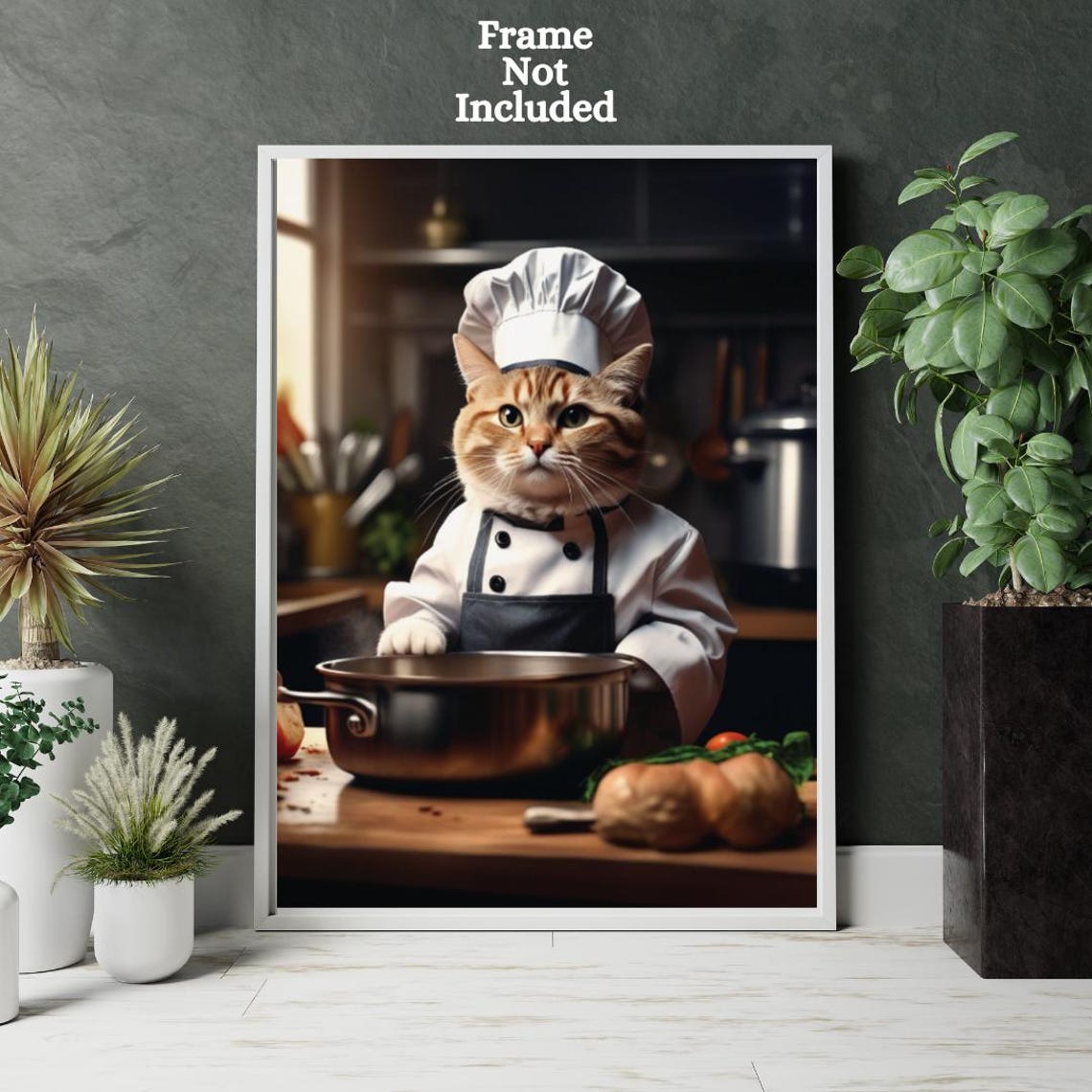 Whimsical Ginger Cat Chef In Toque Stirring Pot Kitchen Poster
