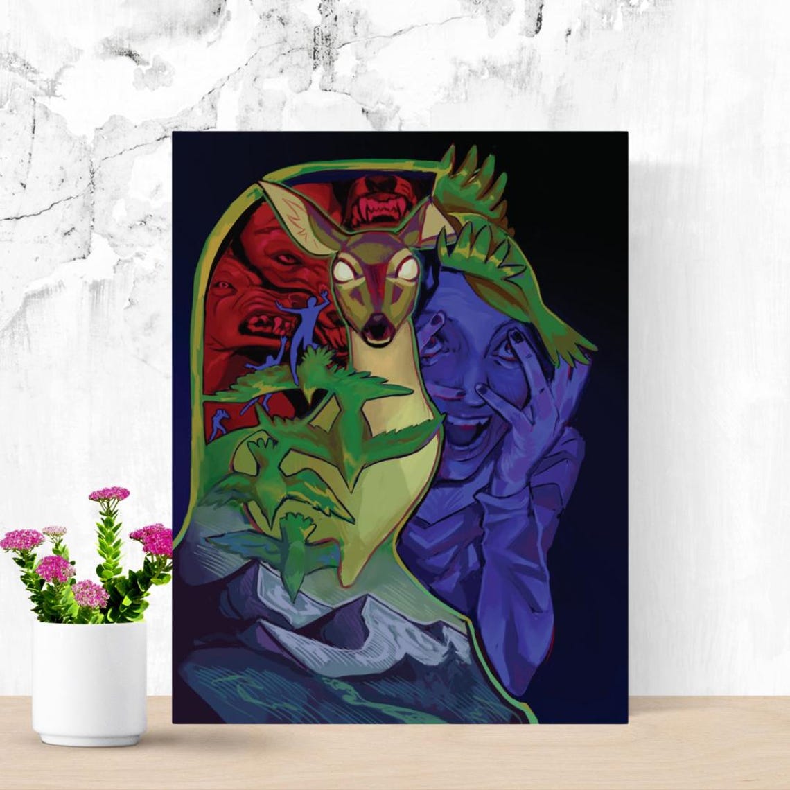 Fear Instinct Art Print Spooky Abstract Dark Wall Decor