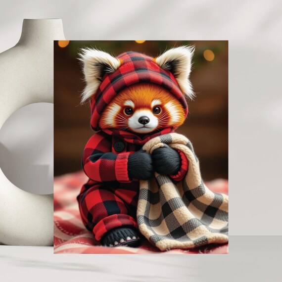 Cozy Red Panda Poster Bedroom Decor Cute Animal Art Print Gift For Lover Matte Wall Dorm Wildlife