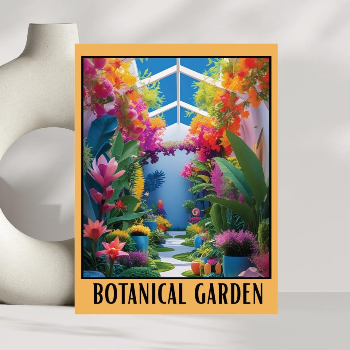 Botanical Garden Tropical Conservatory Vivid Floral Art Poster