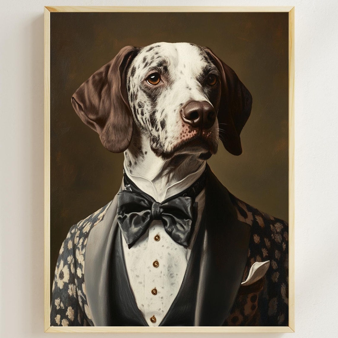German Pointer In Tuxedo Elegant Dog Portrait Funny Wall Poster