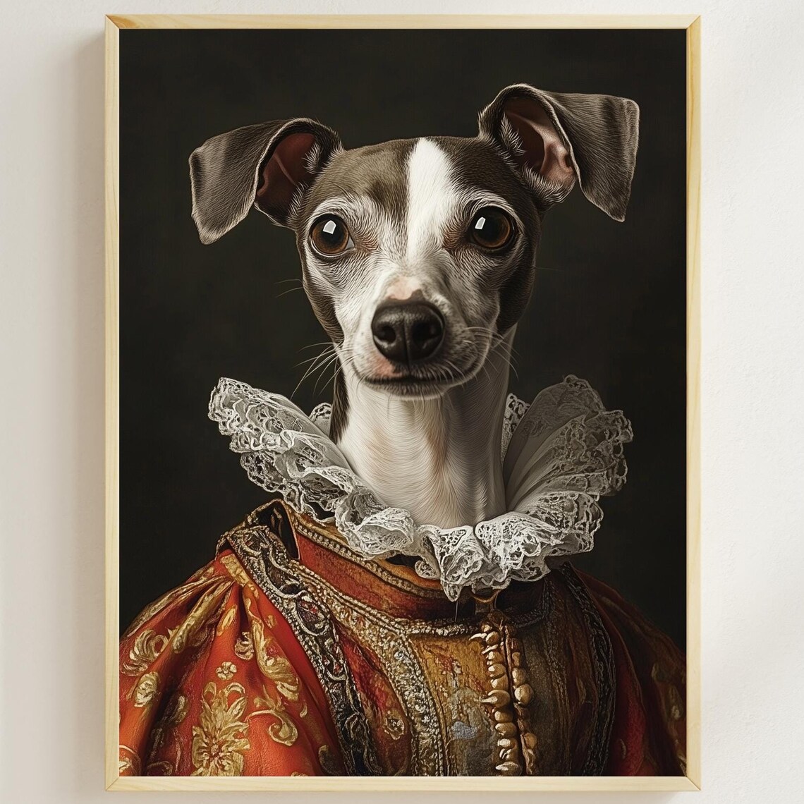 Italian Greyhound Renaissance Portrait Funny Elegant Dog Wall Poster