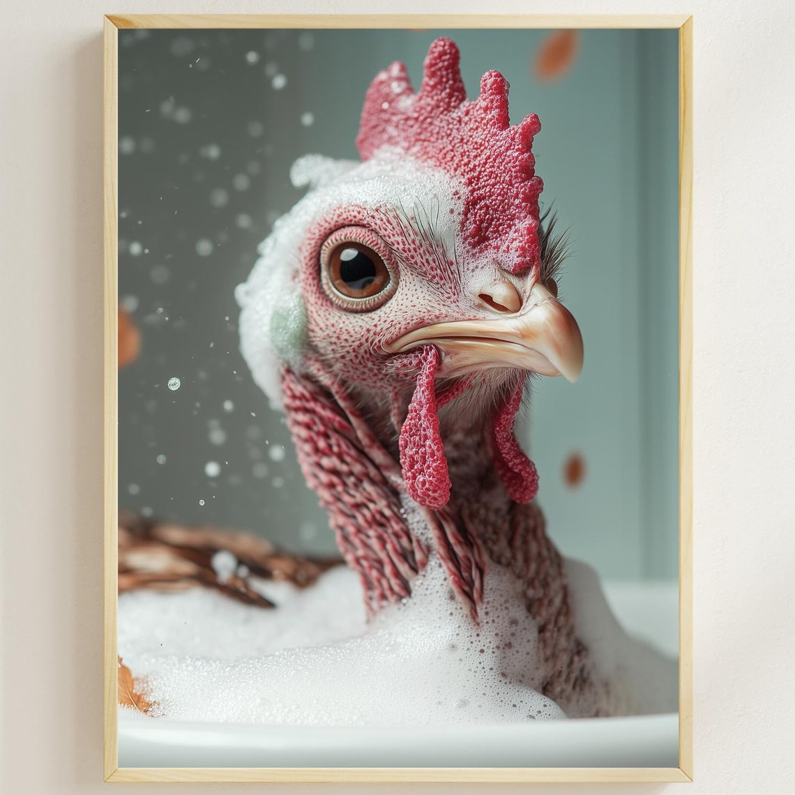 Turkey Bubble Bath Funny Farmhouse Bathroom Wall Decor Poster