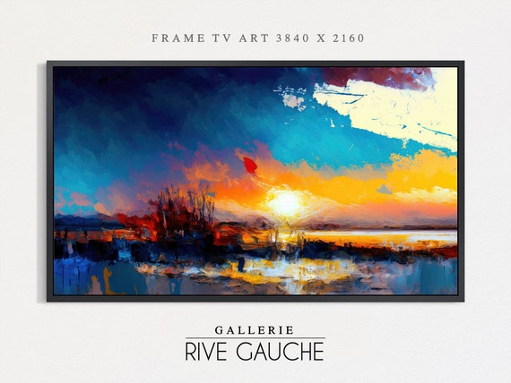 Frame Tv Art Abstract Modern Landscape Sunset Art Tv Oil Painting Instant Frame Tv
