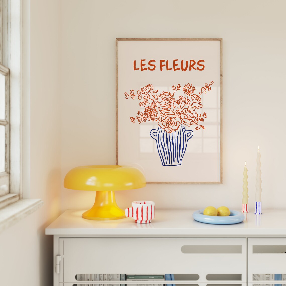 Les Fleurs Floral Botanical Fine Line Art Print - Image 3