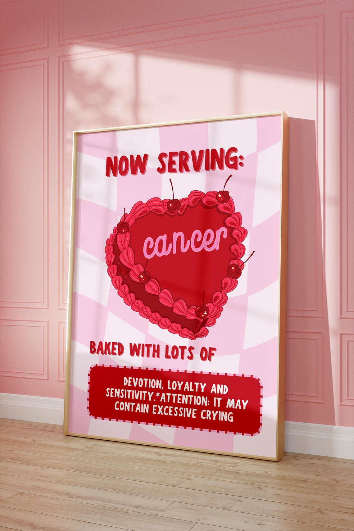 Now Serving Cancer Cake Art Print Cancer Art Zodiac Cancer Cake Print Cancer Wall Art Cancer Zodiac Print Heart Cake Print - Image 4