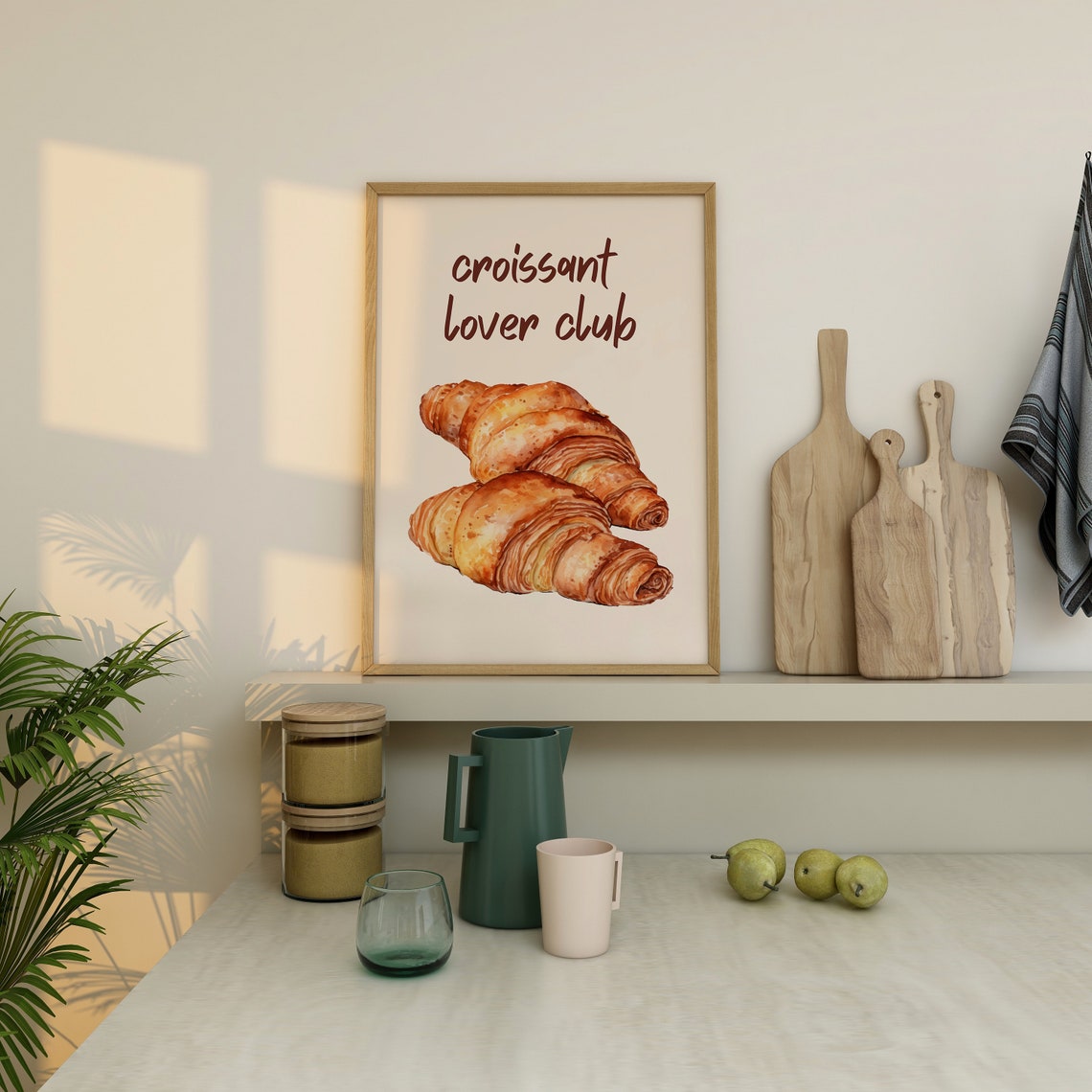 Croissant Lover Club Watercolor French Bakery Kitchen Wall Art - Image 4