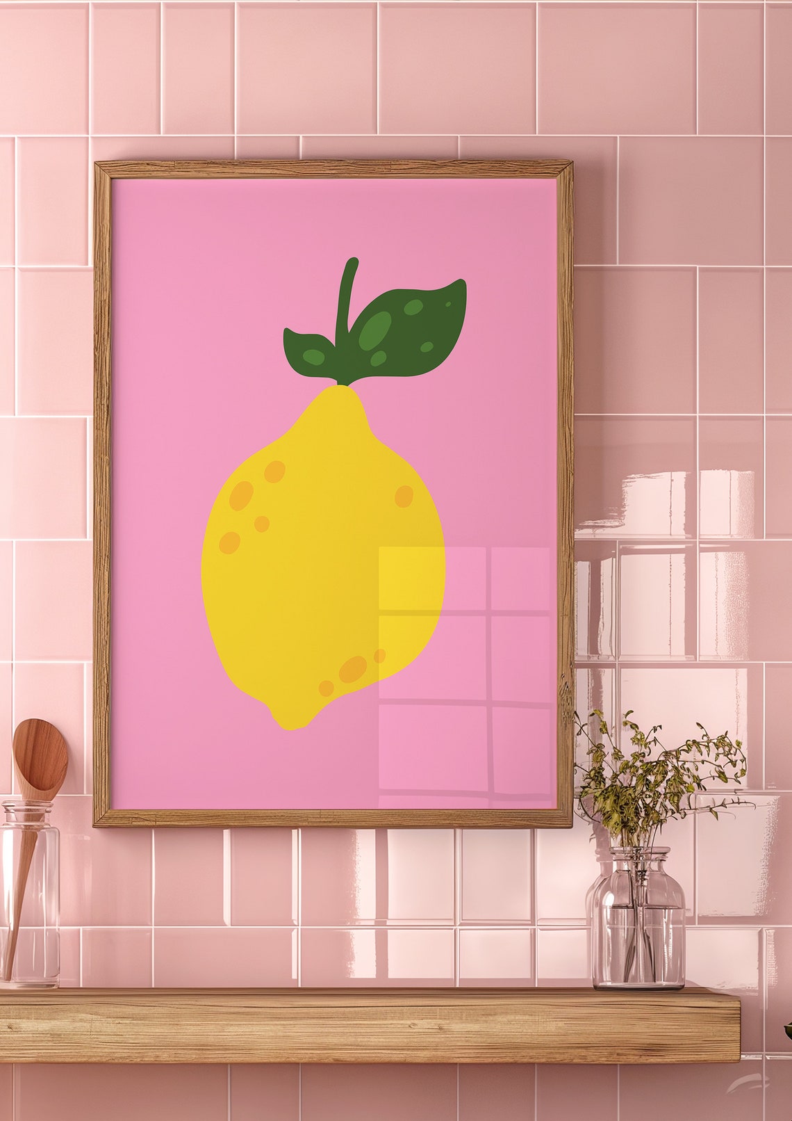 Bold Yellow Lemon Illustration on Hot Pink Background Poster - Image 3