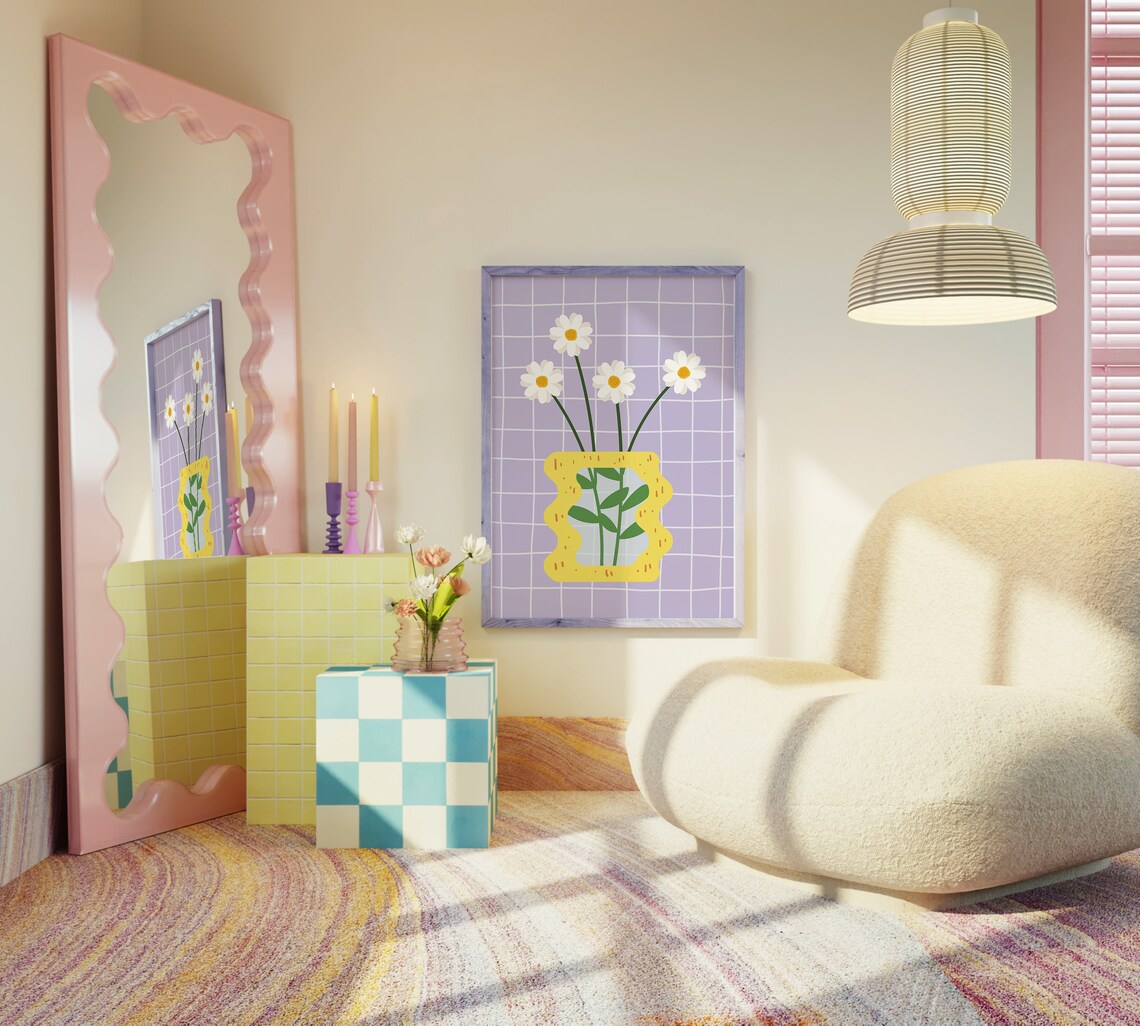 Flower Vase Art Print, Danish Pastel Decor - Image 5