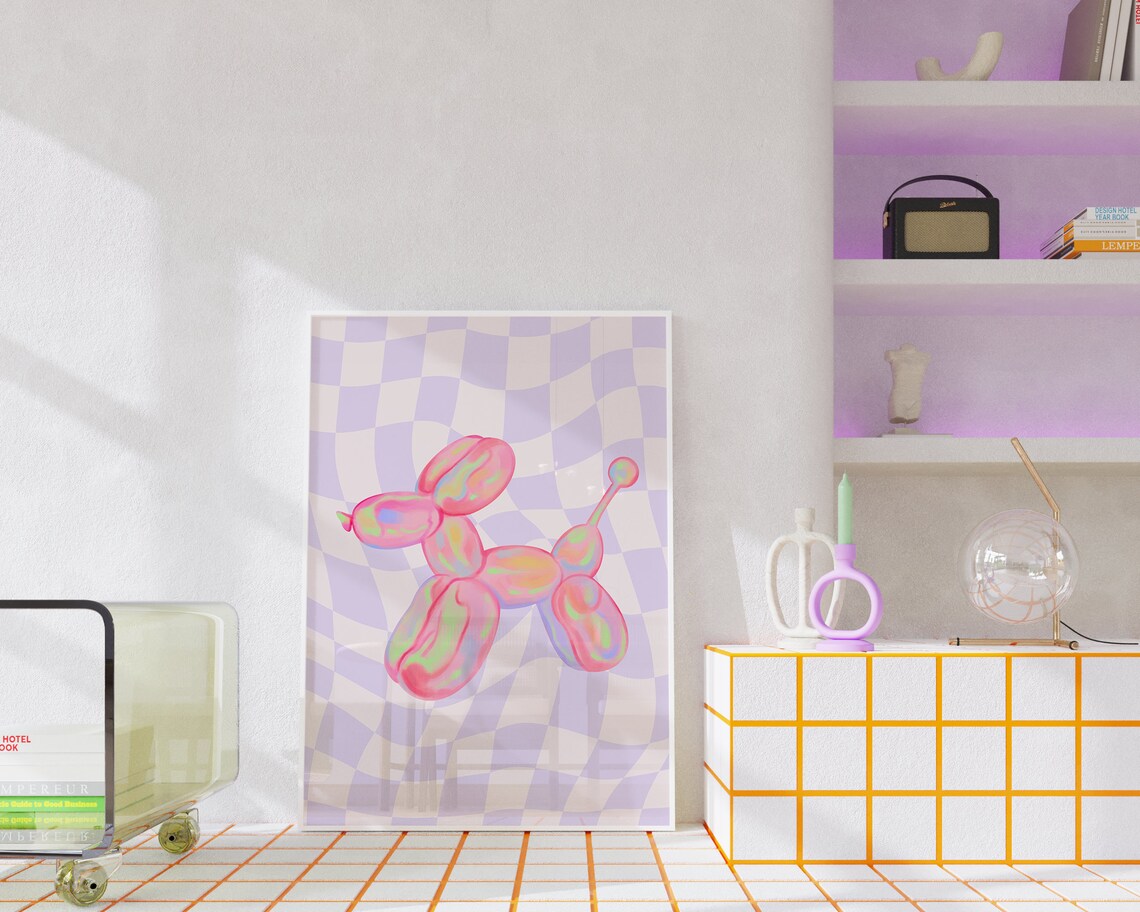 Pink Balloon Dog Art Print, Y2K Preppy Decor - Image 5