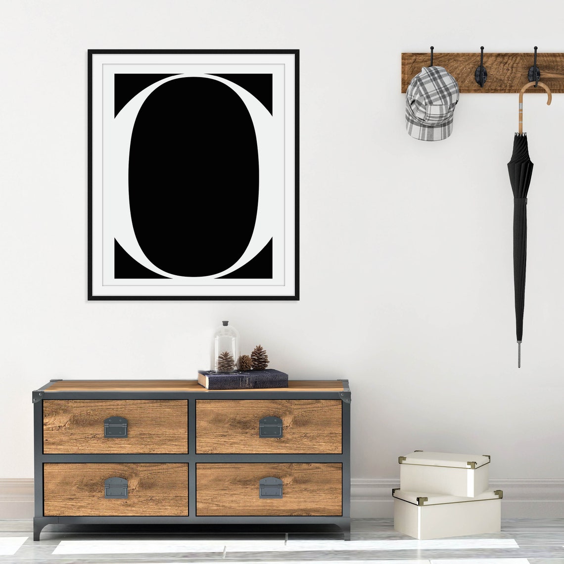 Black And White Initial Letter Art Bold Serif Typography Poster - Image 3