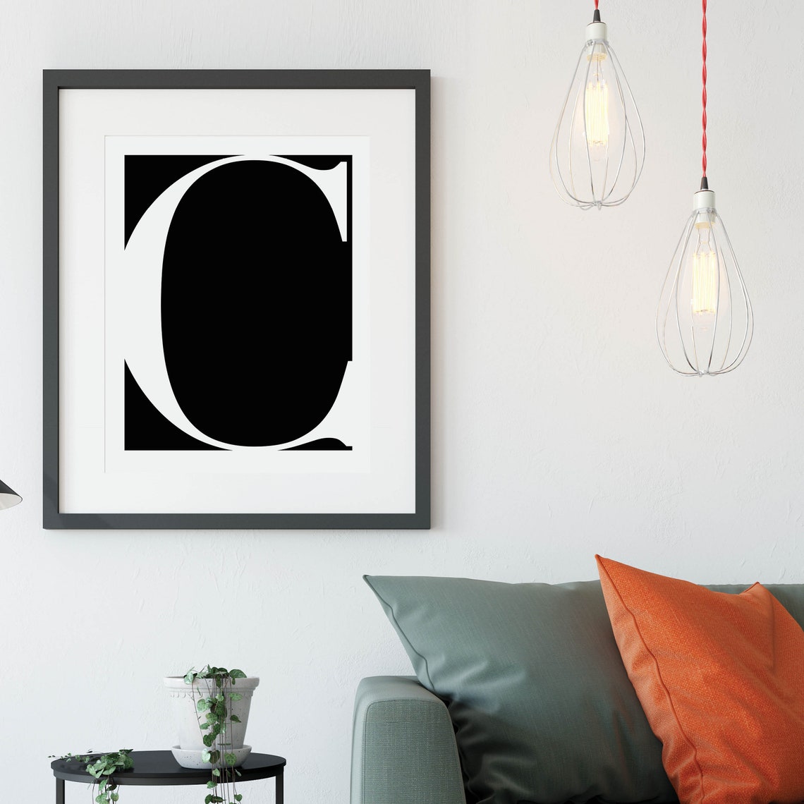 Single Initial Letter Art White Serif Letterform On Black Poster - Image 2