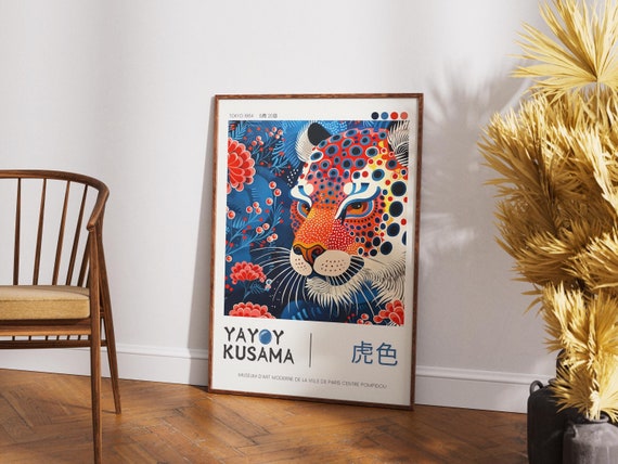 Inspired Yayoi Kusama Poster Tiger Art Print Japanese Abstract Poster Tiger Poster Abstract Wall Art Japanese Print Kusama Gallery Art