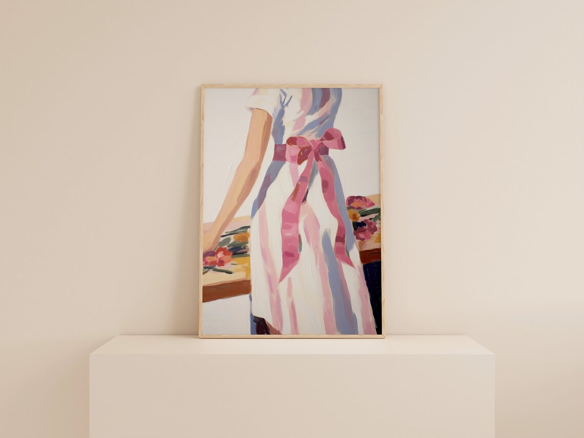 Girly Pink Bow Print, Coquette Apartment Decor - Image 2
