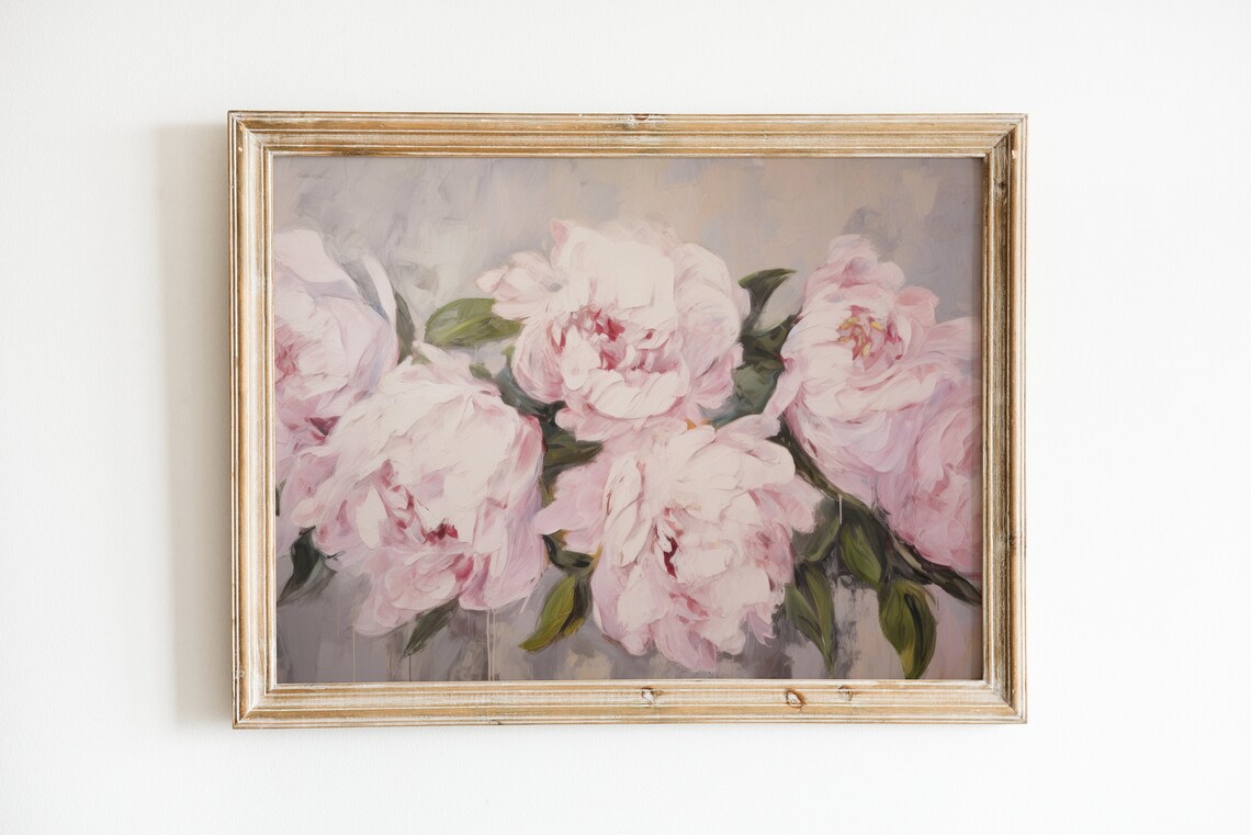 Pastel Pink Vintage Peony Art Print No. 1