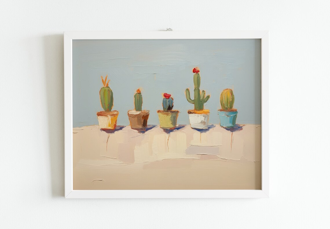 Cute Cactus Boho Art Print, Southwestern Decor - Image 2