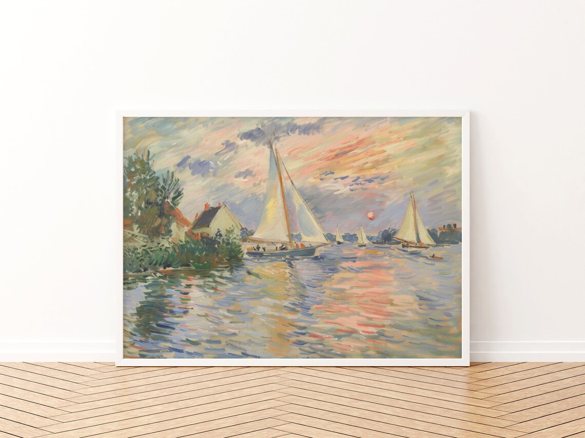 Boat Painting Vintage Seascape Sunset Travel Poster - Image 3