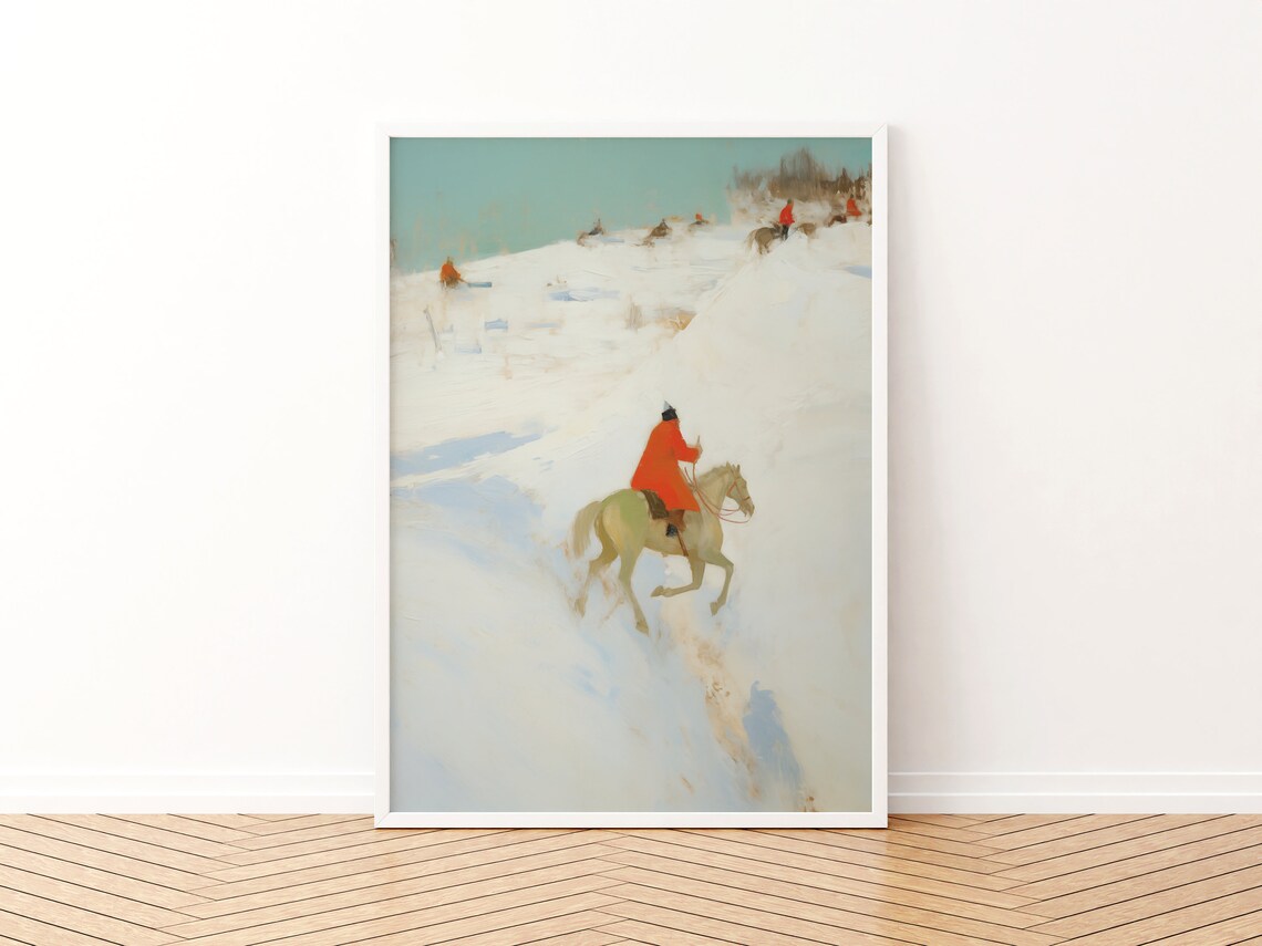 Soft Antique Equestrian Art Print, Rustic Lodge Decor - Image 3