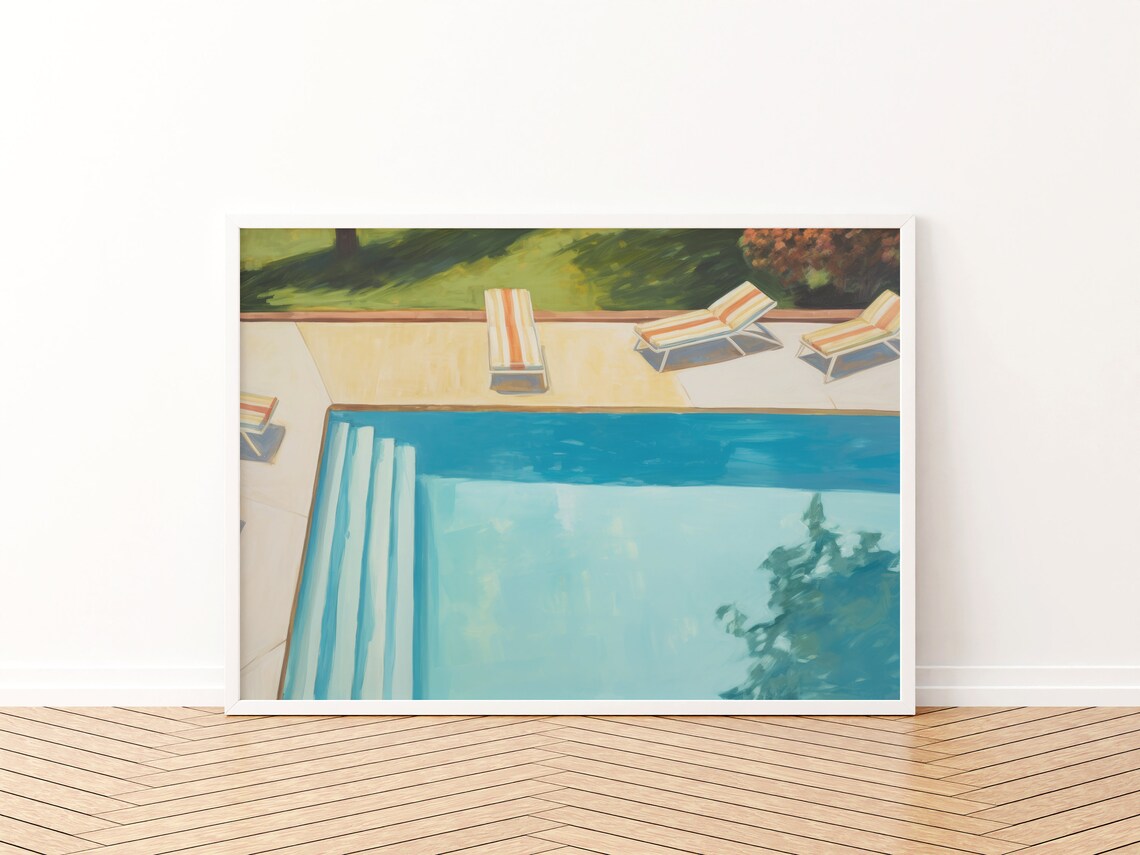Soft Vintage Summer Swimming Pool Art Print - Image 3