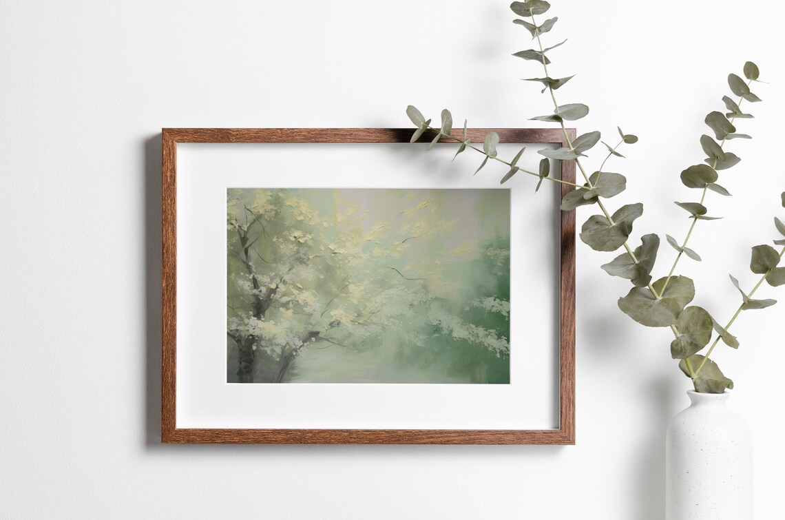 Green Antique Oil Painting Poster Print, Vintage - Image 2
