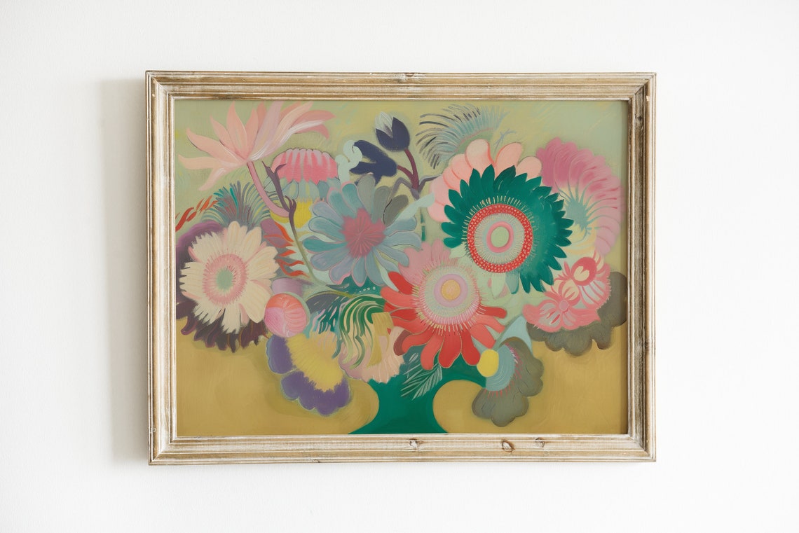 Funky Flower Bouquet, Boho Art Print