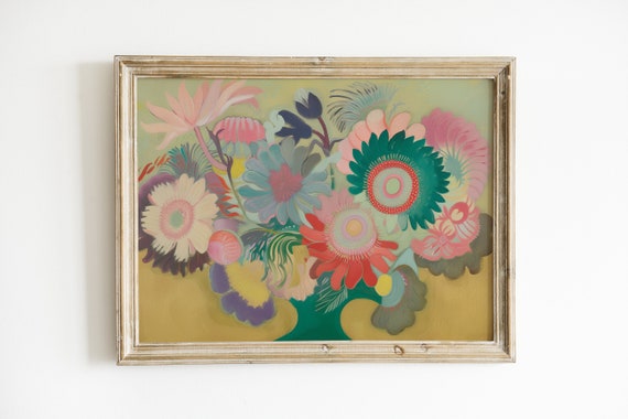 Funky Flower Bouquet, Boho Art Print