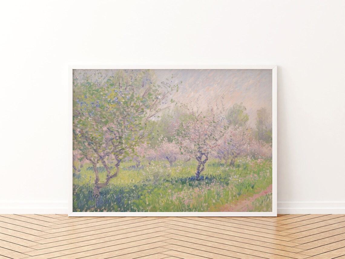 Vintage Pink Landscape Art Print, Soft Pastel - Image 3