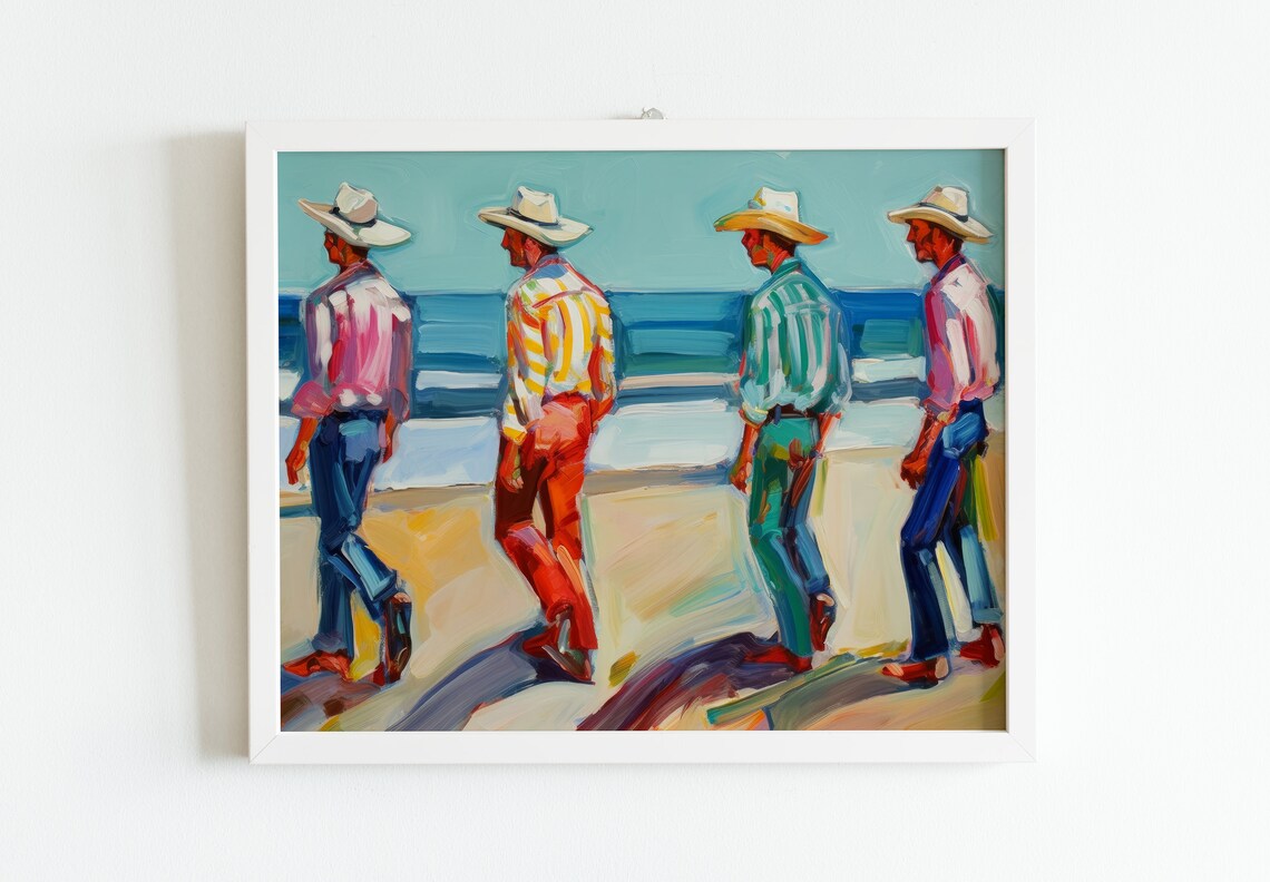 Preppy Western Coastal Cowboy Retro 1970s Print - Image 3