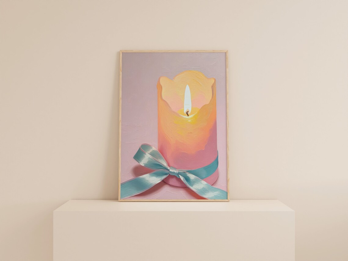 Candle Painting Pink Coquette Room Decor Art Print - Image 2