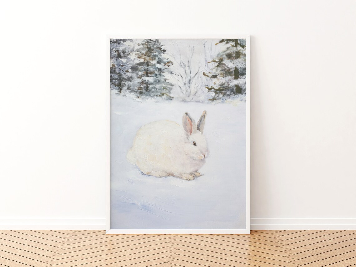 Rustic French Country Rabbit Art Print, Vintage Nursery - Image 3