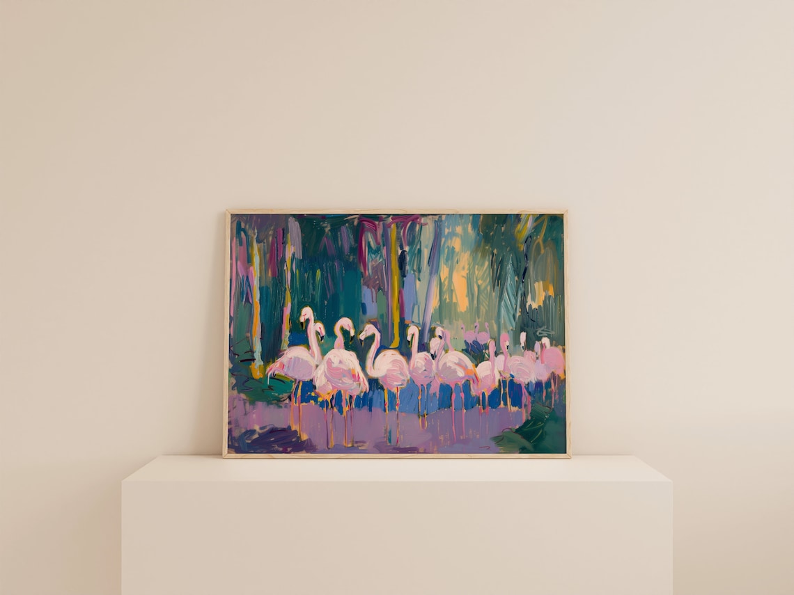 Pink Flamingo Art Print, Palm Beach Aesthetic - Image 2