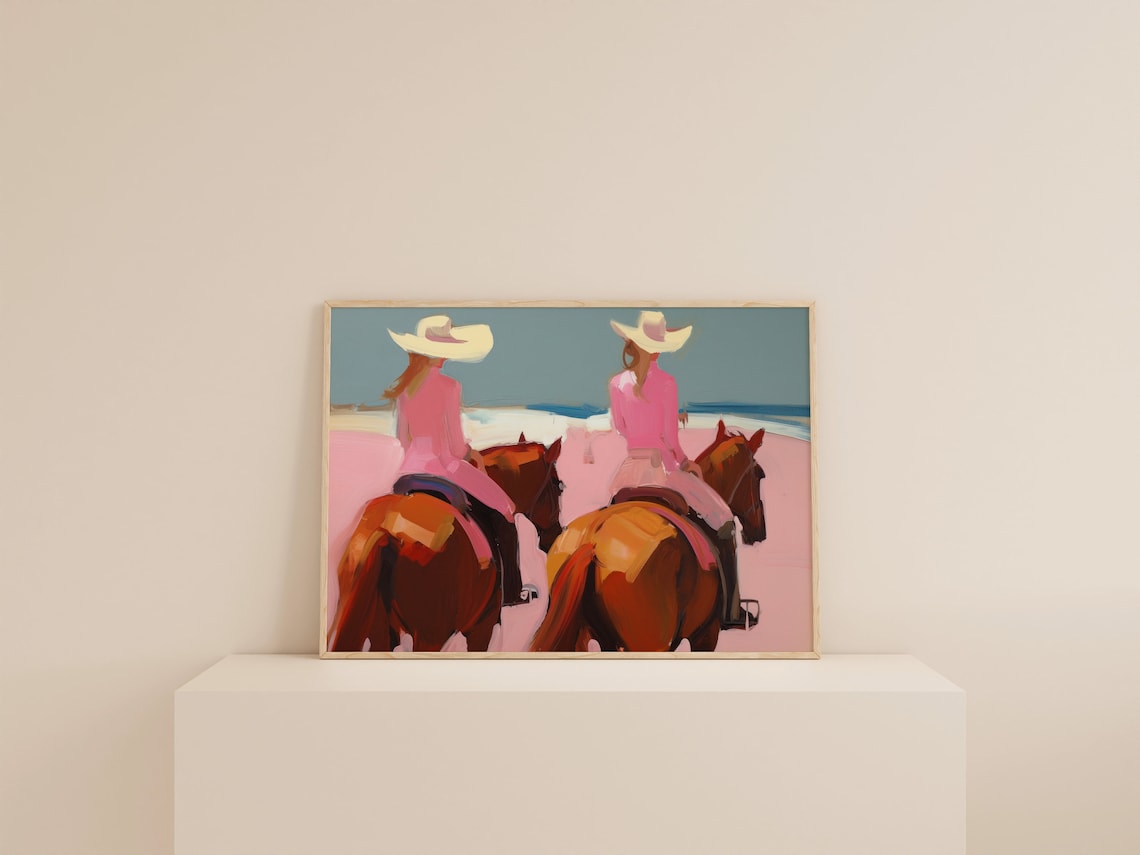 Pink Western Coastal Cowgirl Art Print - Image 2