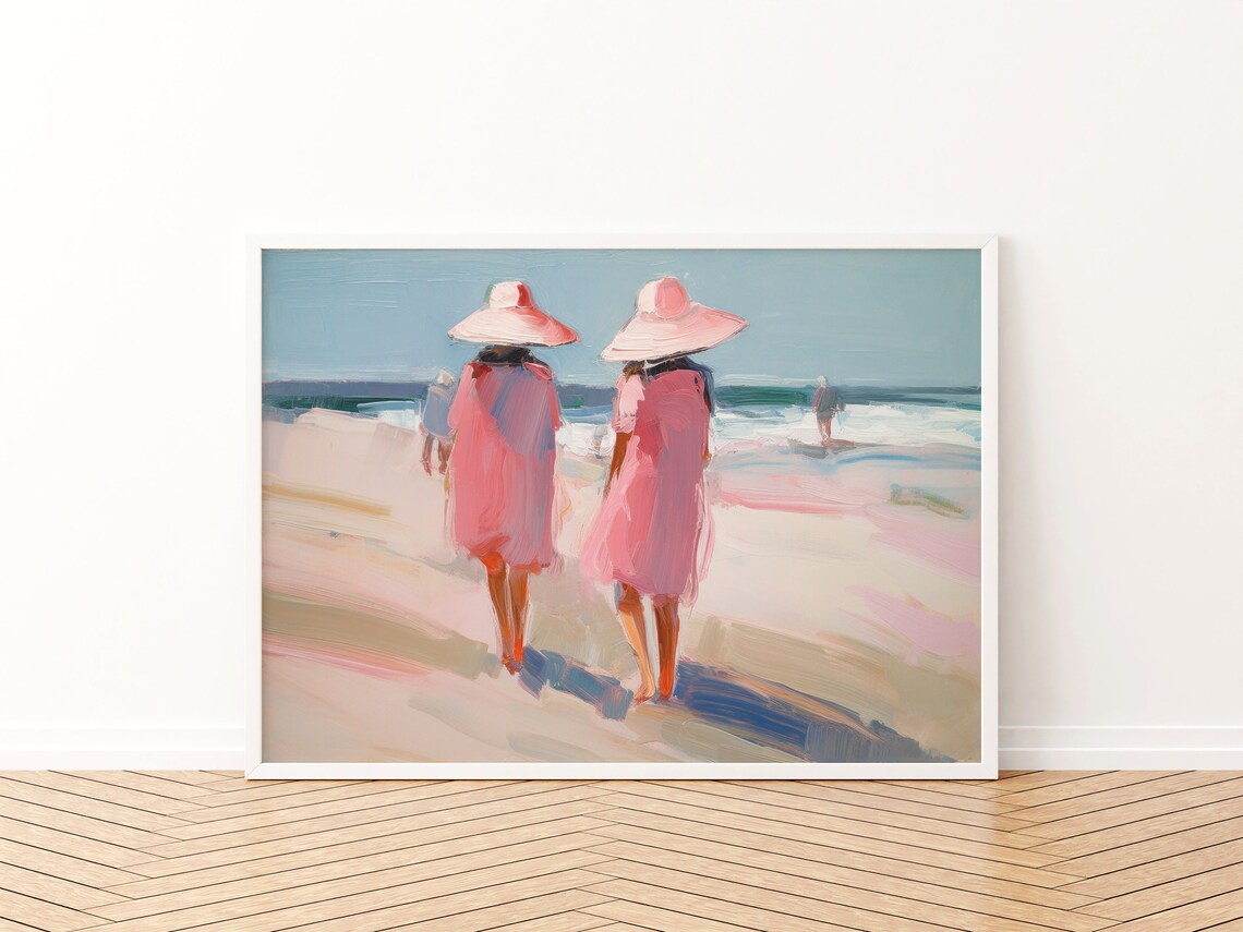Retro Pink Beach Print, Girly Apartment Art - Image 3