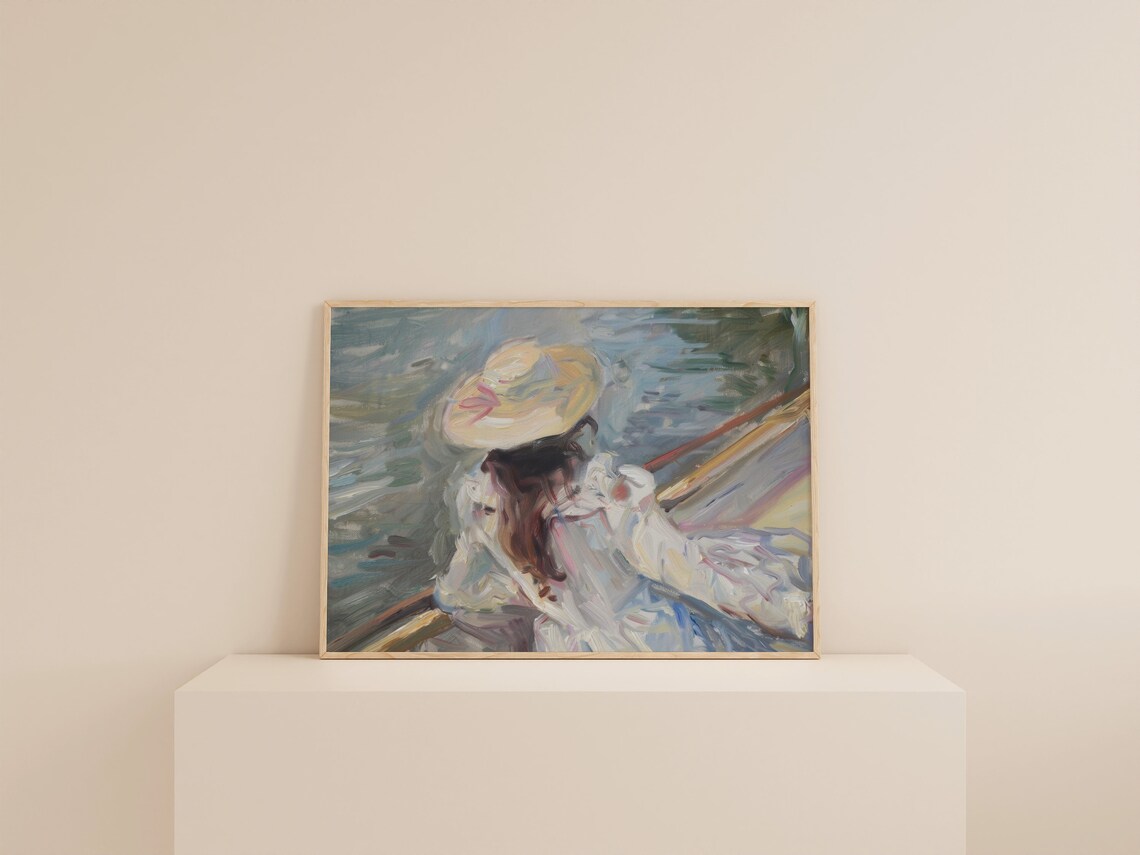 Girly Coastal Vintage Poster, Soft Blue and White - Image 2