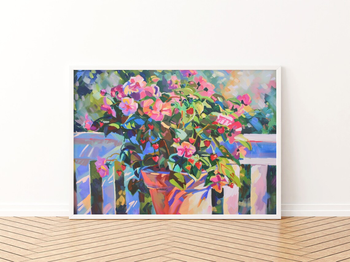 Pink Summer Floral Art Print, Trendy Apartment Decor - Image 3