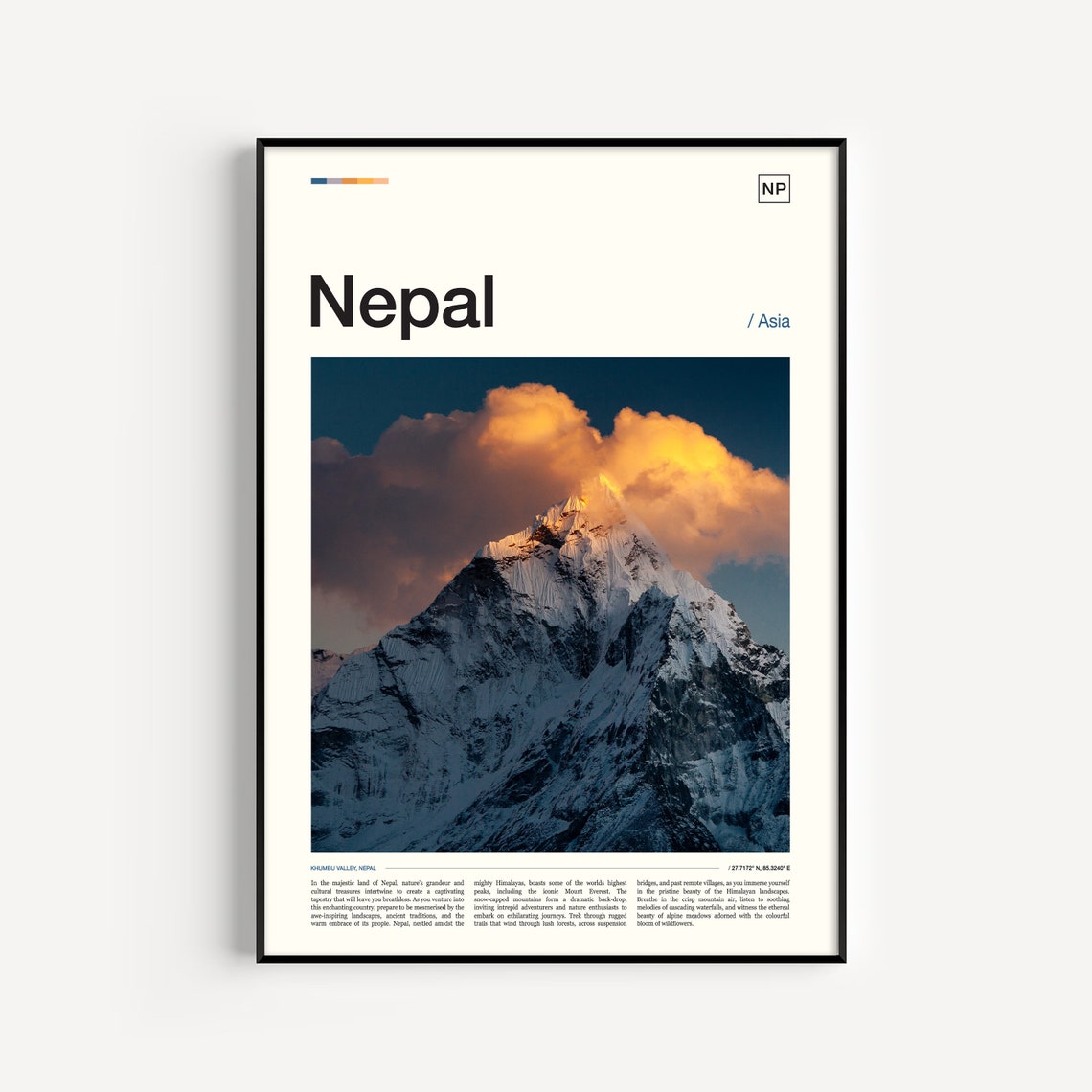 Nepal Khumbu Valley Himalayan Peak Sunset Asia Mountain Photo Poster