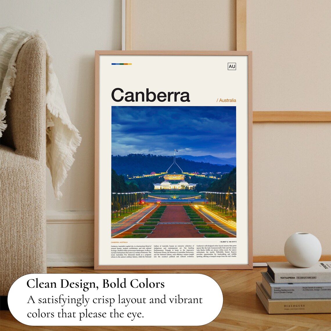 Canberra Australia Parliament House At Dusk City View Travel Poster - Image 3
