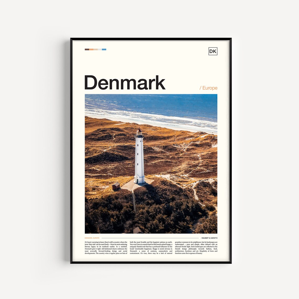 Denmark Europe Lighthouse Dunes North Sea Coast Photo Travel Poster