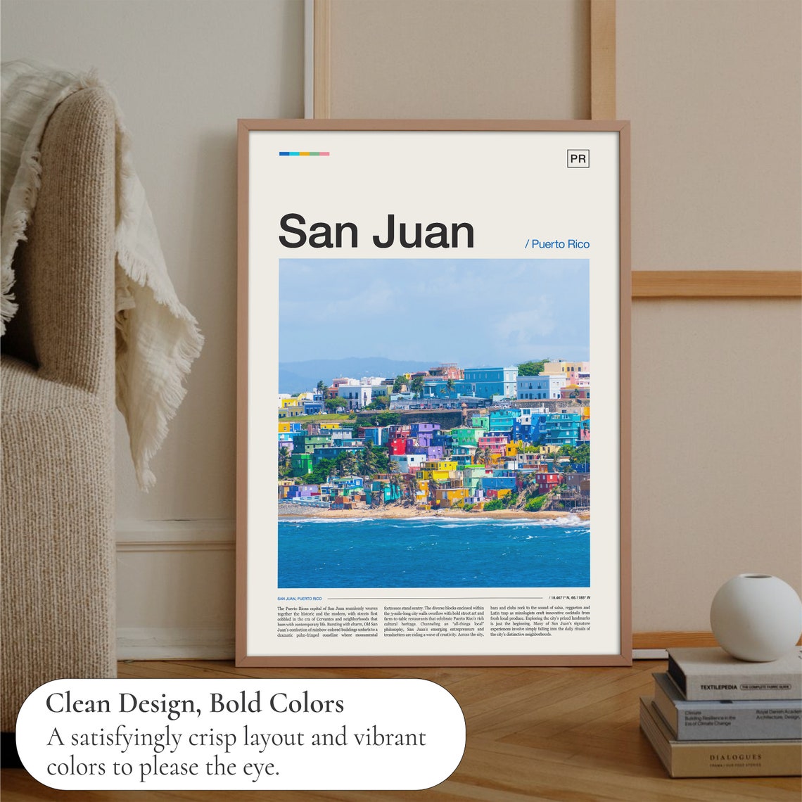 San Juan Puerto Rico Colorful Coastal Cityscape Travel Poster - Image 3