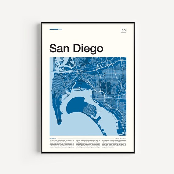 San Diego Map Art Print Modern City Wall