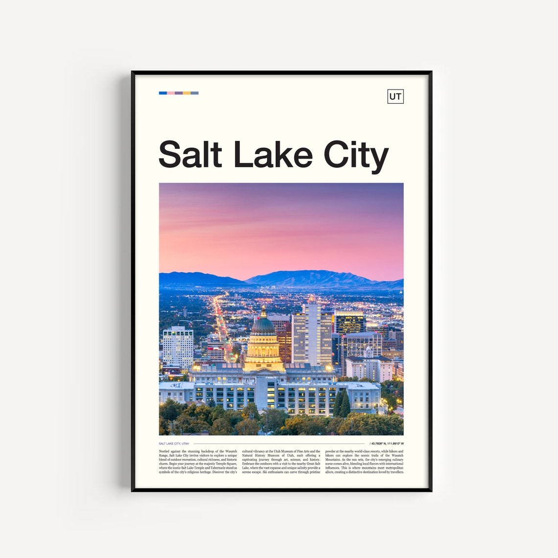 Salt Lake City Utah Salt Lake City Skyline Utah Print Utah Poster Utah Art Salt Lake City Art Salt Lake City Print Salt Lake City Gift